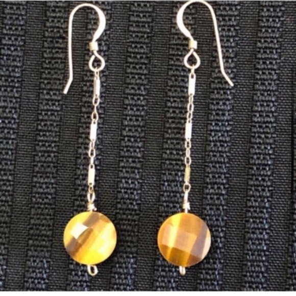 Erin Gallagher Tigers Eye Gold Tone Metal Chain Detail Jewelry Set - Picture 3 of 12